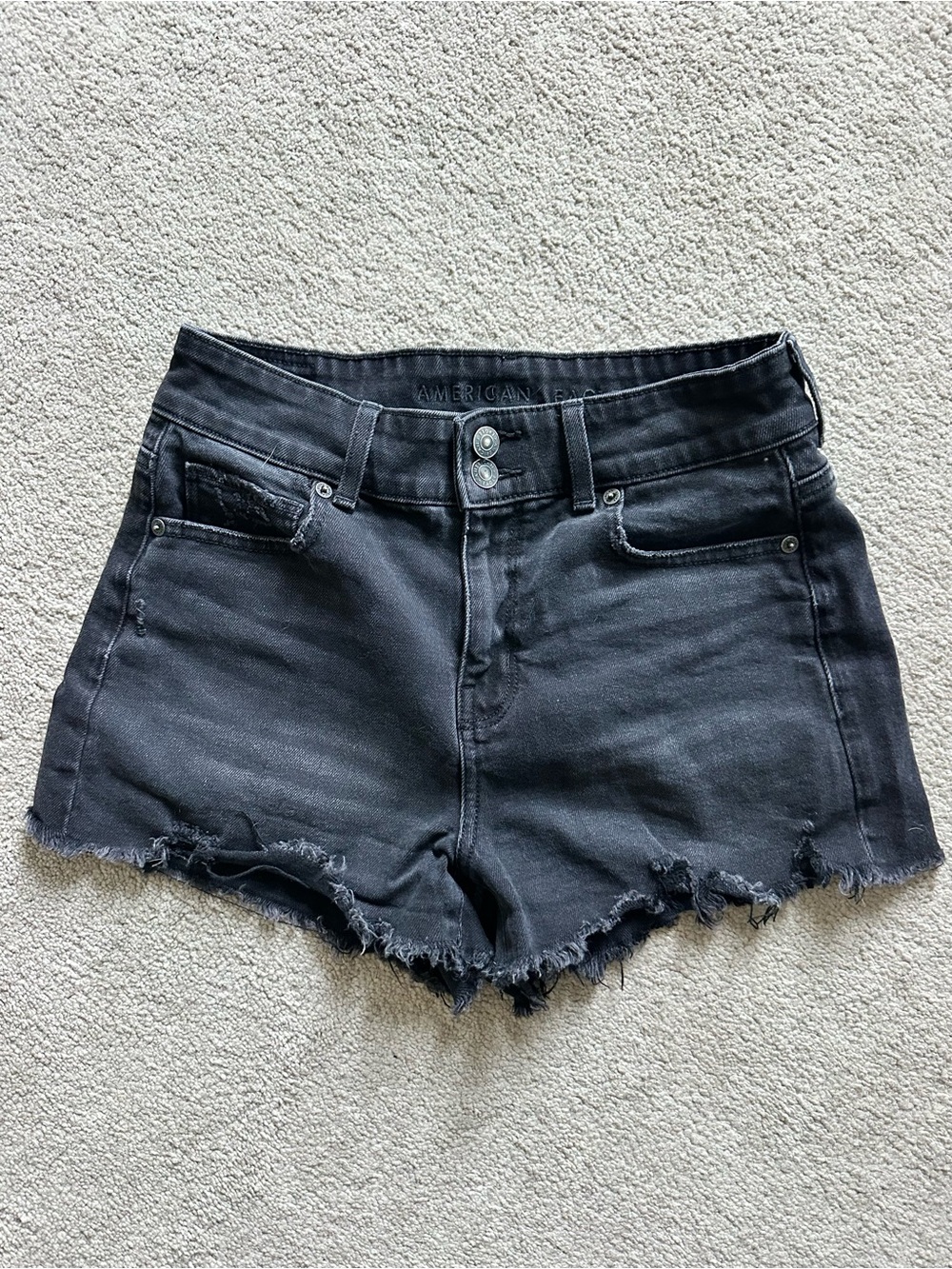 American Eagle Outfitters Black Frayed Denim Shorts Women’s size 4